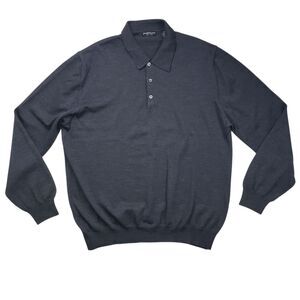 Joseph & Lyman Wool Polo Sweater Mens XXL 2XL Gray Knit Preppy Made in italy